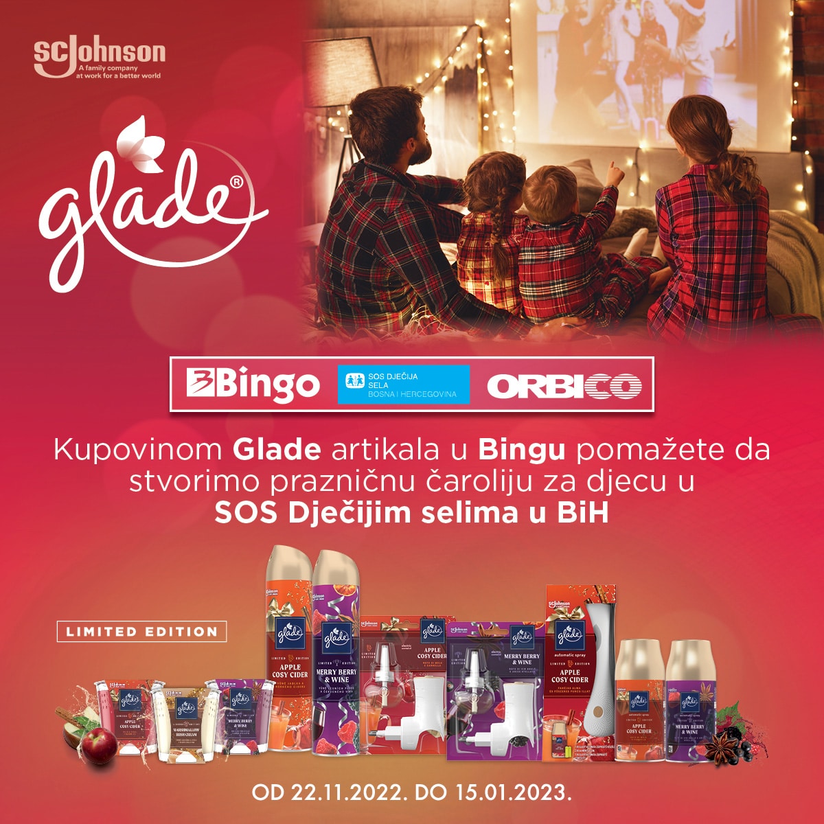Kupovinom Glade Winter artikala u Bingu pomažete da zajedno ostvarimo prazničnu čaroliju za djecu u SOS Dječijim selima u BH